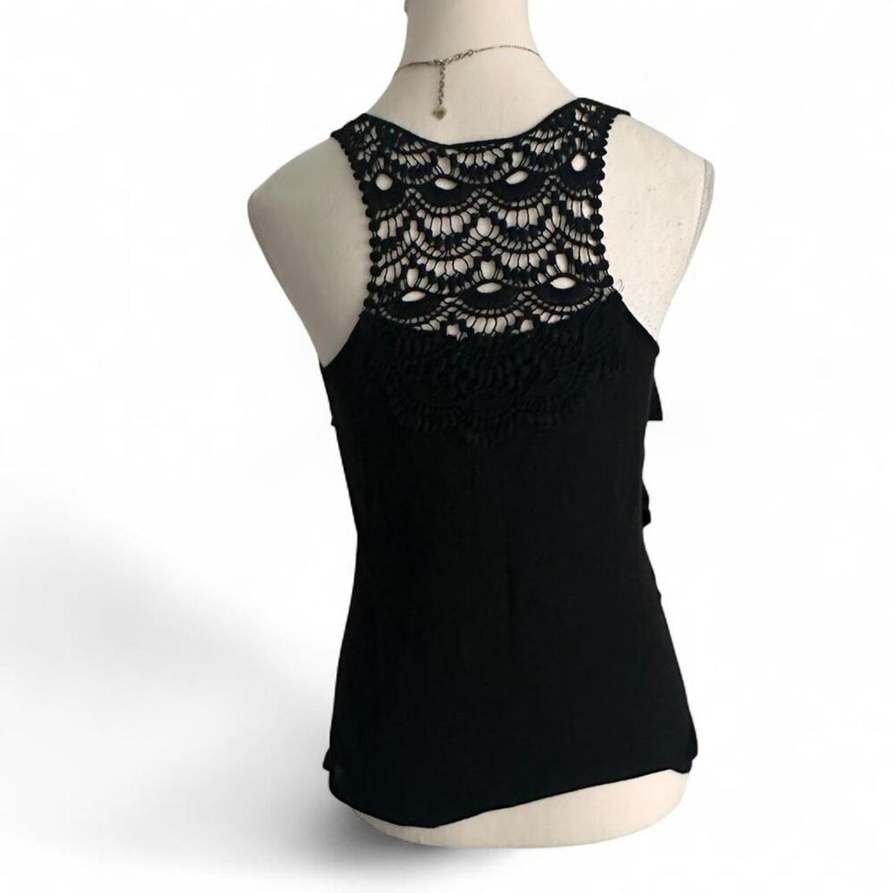 Black Whimsy Goth Tiered Y2K Vintage Essential Staple Piece Tank Crotchet Size M - Picture 2 of 3